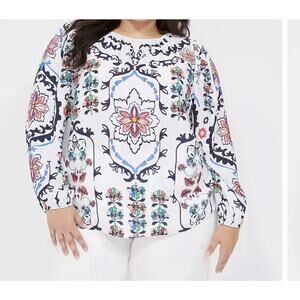 New Lane Bryant Peasant Style Floral Blouse Long Sleeve Sz 30/32 NWT Boho